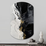 Black Textured Splash Paint Art I - Asymmetric Metal Wall Art