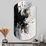 Black Textured Splash Paint Art IV - Asymmetric Metal Wall Art