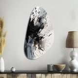 Black Textured Splash Paint Art IV - Asymmetric Metal Wall Art