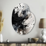 Black Textured Splash Paint Art IV - Asymmetric Metal Wall Art