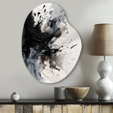 Black Textured Splash Paint Art IV - Asymmetric Metal Wall Art