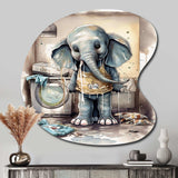 Grey Elephant In Laundry Room III - Asymmetric Metal Wall Art