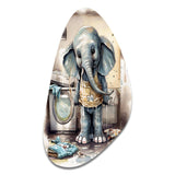 Grey Elephant In Laundry Room III - Asymmetric Metal Wall Art