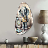 Grey Elephant In Laundry Room III - Asymmetric Metal Wall Art