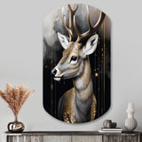 Deer Portrait In The Wild - Asymmetric Metal Wall Art