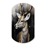 Deer Portrait In The Wild - Asymmetric Metal Wall Art