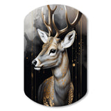 Deer Portrait In The Wild - Asymmetric Metal Wall Art