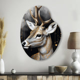 Deer Portrait In The Wild - Asymmetric Metal Wall Art