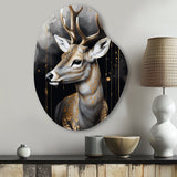 Deer Portrait In The Wild - Asymmetric Metal Wall Art