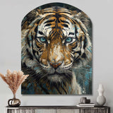 Yellow Tiger Portrait - Asymmetric Metal Wall Art