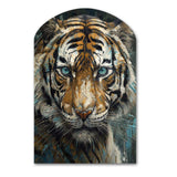 Yellow Tiger Portrait - Asymmetric Metal Wall Art