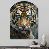 Yellow Tiger Portrait - Asymmetric Metal Wall Art