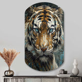 Yellow Tiger Portrait - Asymmetric Metal Wall Art