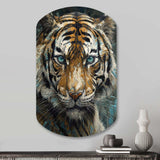 Yellow Tiger Portrait - Asymmetric Metal Wall Art