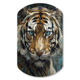 Yellow Tiger Portrait - Asymmetric Metal Wall Art