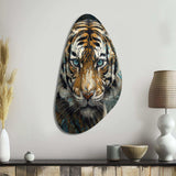 Yellow Tiger Portrait - Asymmetric Metal Wall Art