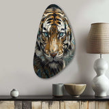 Yellow Tiger Portrait - Asymmetric Metal Wall Art