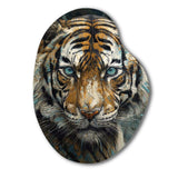 Yellow Tiger Portrait - Asymmetric Metal Wall Art