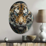 Yellow Tiger Portrait - Asymmetric Metal Wall Art