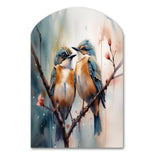 Blue Birds Sitting On Tree Branch III - Asymmetric Metal Wall Art