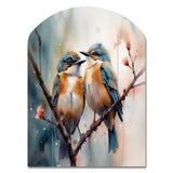 Blue Birds Sitting On Tree Branch III - Asymmetric Metal Wall Art