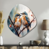 Blue Birds Sitting On Tree Branch III - Asymmetric Metal Wall Art