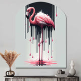 Flamingo With Paint Dripping1 - Asymmetric Metal Wall Art