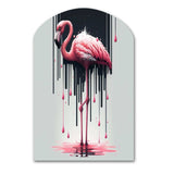 Flamingo With Paint Dripping1 - Asymmetric Metal Wall Art