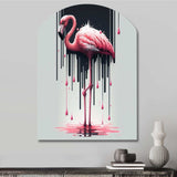 Flamingo With Paint Dripping1 - Asymmetric Metal Wall Art