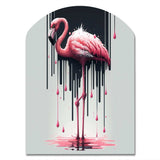 Flamingo With Paint Dripping1 - Asymmetric Metal Wall Art