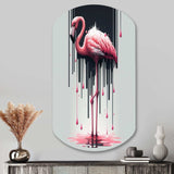 Flamingo With Paint Dripping1 - Asymmetric Metal Wall Art