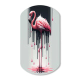 Flamingo With Paint Dripping1 - Asymmetric Metal Wall Art