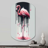 Flamingo With Paint Dripping1 - Asymmetric Metal Wall Art