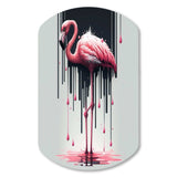 Flamingo With Paint Dripping1 - Asymmetric Metal Wall Art