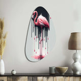 Flamingo With Paint Dripping1 - Asymmetric Metal Wall Art