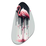 Flamingo With Paint Dripping1 - Asymmetric Metal Wall Art