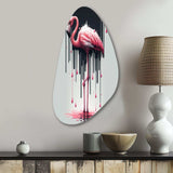 Flamingo With Paint Dripping1 - Asymmetric Metal Wall Art