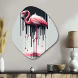 Flamingo With Paint Dripping1 - Asymmetric Metal Wall Art