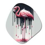 Flamingo With Paint Dripping1 - Asymmetric Metal Wall Art