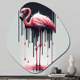 Flamingo With Paint Dripping1 - Asymmetric Metal Wall Art