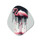 Flamingo With Paint Dripping1 - Asymmetric Metal Wall Art