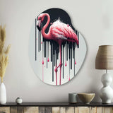 Flamingo With Paint Dripping1 - Asymmetric Metal Wall Art