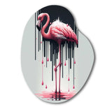 Flamingo With Paint Dripping1 - Asymmetric Metal Wall Art