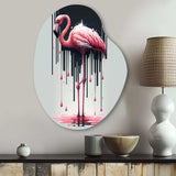 Flamingo With Paint Dripping1 - Asymmetric Metal Wall Art