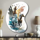 Three Horse Stampede - Asymmetric Metal Wall Art