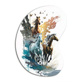 Three Horse Stampede - Asymmetric Metal Wall Art