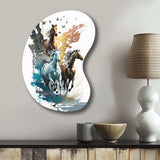 Three Horse Stampede - Asymmetric Metal Wall Art