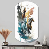 Three Horse Stampede - Asymmetric Metal Wall Art