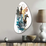 Three Horse Stampede - Asymmetric Metal Wall Art