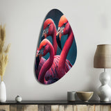 Close Up Pink Flamingos I - Asymmetric Metal Wall Art